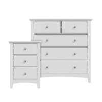 Grey Bedside Table and Chest of Drawers Set - Finch