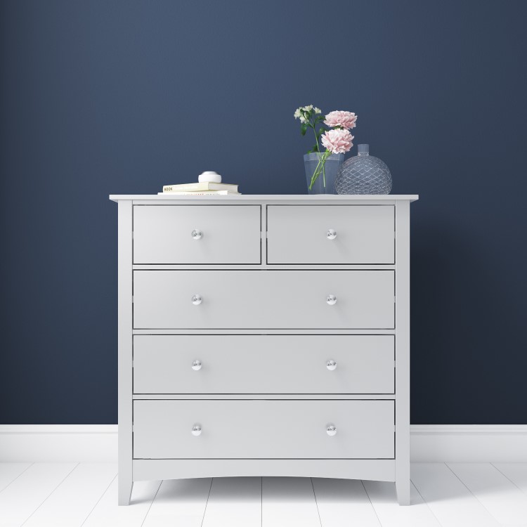 Grey Bedside Table and Chest of Drawers Set - Finch