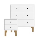 BUN/FLN001/84945 Kids White Bedside Table and Chest of Drawers Set - Juni