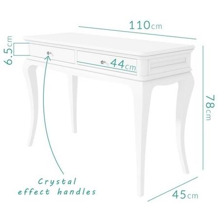 Florentine White Console Table with Crystal Handles
