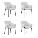 BUN/FNA001/93857 Set of 4 Cream Upholstered Modern Dining Chairs with Arms - Fiona