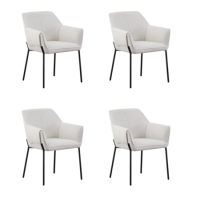 Set of 4 Cream Fabric Dining Chairs with Folding Arm Detail - Fiona