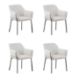 Set of 4 Cream Fabric Dining Chairs with Folding Arm Detail - Fiona