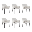 BUN/FNA001/93858 Set of 6 Cream Upholstered Modern Dining Chairs with Arms - Fiona