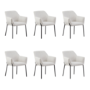 Set of 6 Cream Fabric Dining Chairs with Folding Arm Detail - Fiona