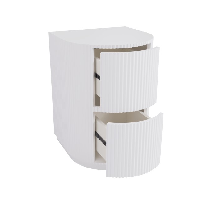 White Ribbed Office Desk and File Cabinet Set - Finn