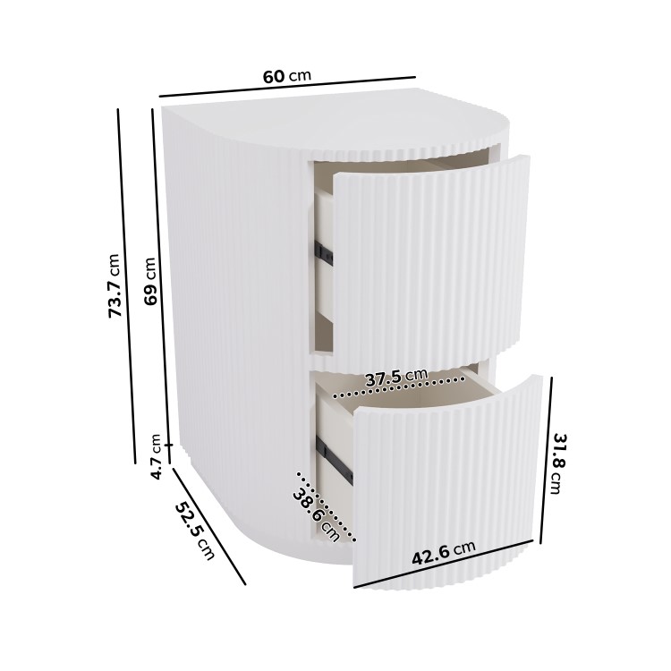 White Ribbed Office Desk and File Cabinet Set - Finn