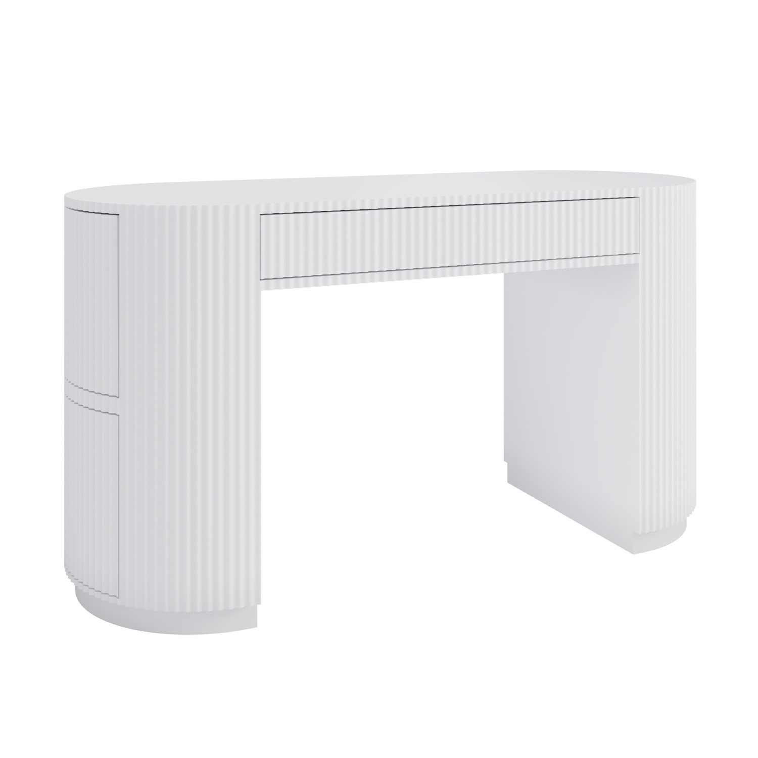 White Ribbed Desk White Ribbed Office Desk and File Cabinet Set - Finn - Furniture123