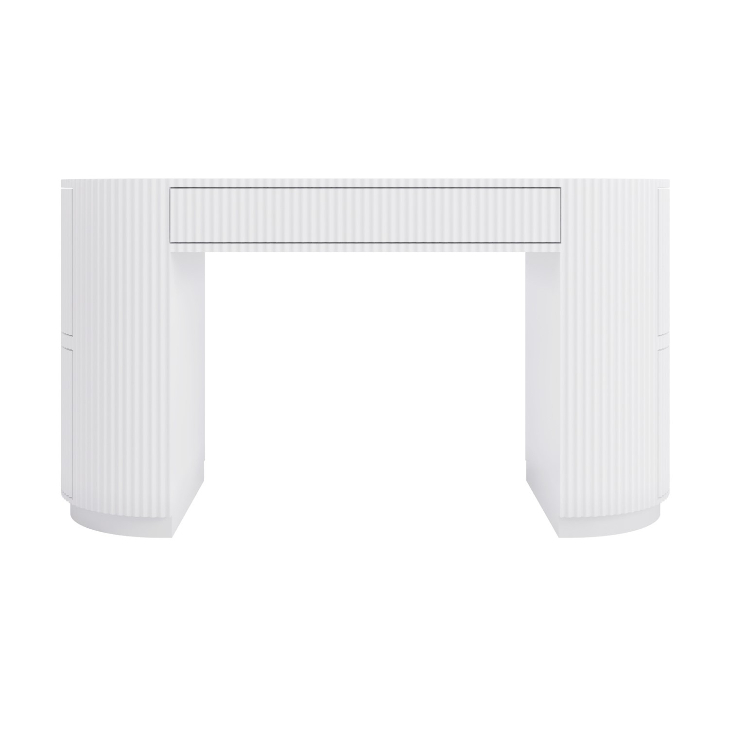 White Ribbed Desk White Ribbed Office Desk and File Cabinet Set - Finn - Furniture123