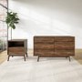 Walnut Bedside Table and Wide Chest of Drawers Set - Frances
