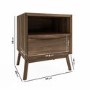 Walnut Bedside Table and Wide Chest of Drawers Set - Frances
