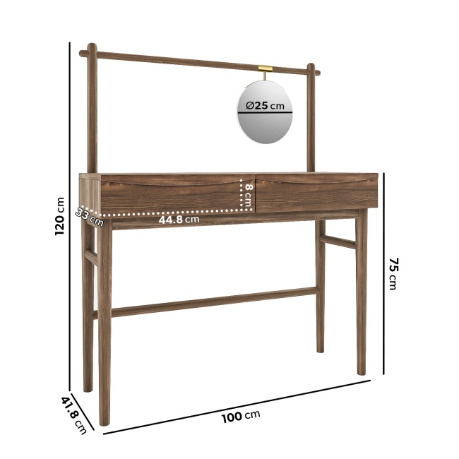 Walnut 4 Piece Bedroom Furniture Set with Dressing Table - Frances