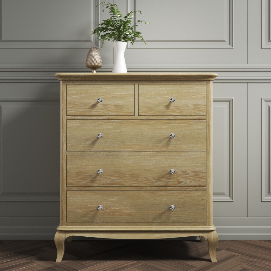 Fonteyn 2+3 Solid Oak Chest of Drawers - French Style