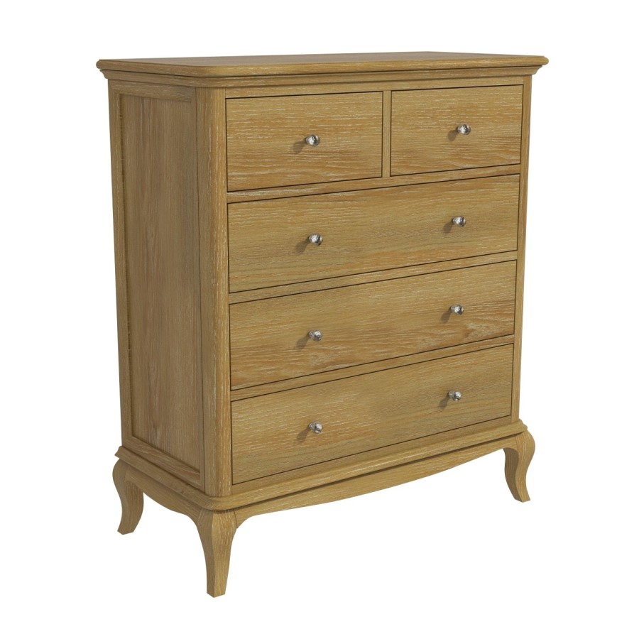 Fonteyn 2+3 Solid Oak Chest of Drawers - French Style