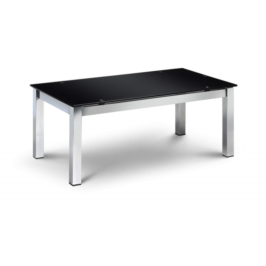 Julian Bowen Tempo Modern Rectangle Dining Table with Black Glass Top - Seats 4-6