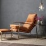 Tan Leather Accent Chair with Gold Frame - Fabien Gallery