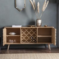 Gallery Solid Wood Drinks Cupboard with Wine Rack & Storage - Tuscany Range