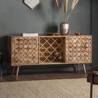 Gallery Tuscany Wine Rack Sideboard in Solid Wood with Bunrt Wax Finish