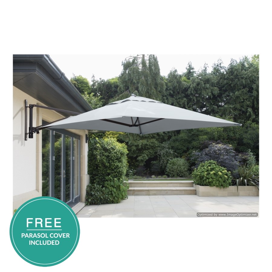 Wall Mounted Cantilever Outdoor Parasol in Grey 2x2m with Cover Included