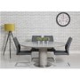 Extendable Concrete Round Dining Table & 4 Grey Faux Leather Chairs