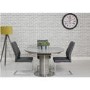 Extendable Concrete Round Dining Table & 4 Grey Faux Leather Chairs