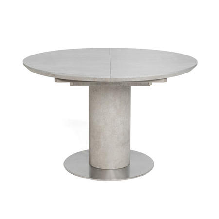 Extendable Concrete Round Dining Table & 4 Grey Faux Leather Chairs