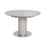 Extendable Concrete Round Dining Table & 4 Grey Faux Leather Chairs