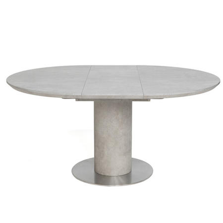 Extendable Concrete Round Dining Table & 4 Grey Faux Leather Chairs