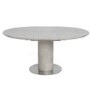 Extendable Concrete Round Dining Table & 4 Grey Faux Leather Chairs
