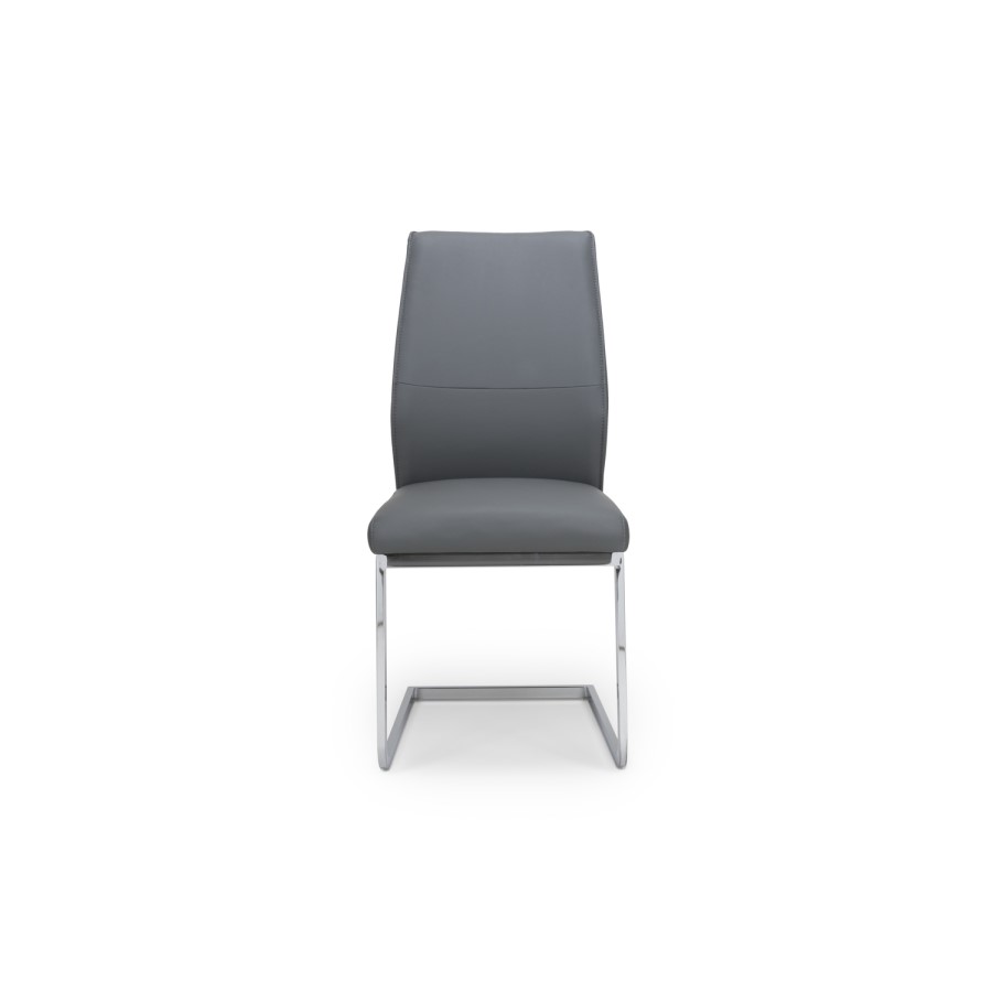 Extendable Concrete Round Dining Table & 4 Grey Faux Leather Chairs