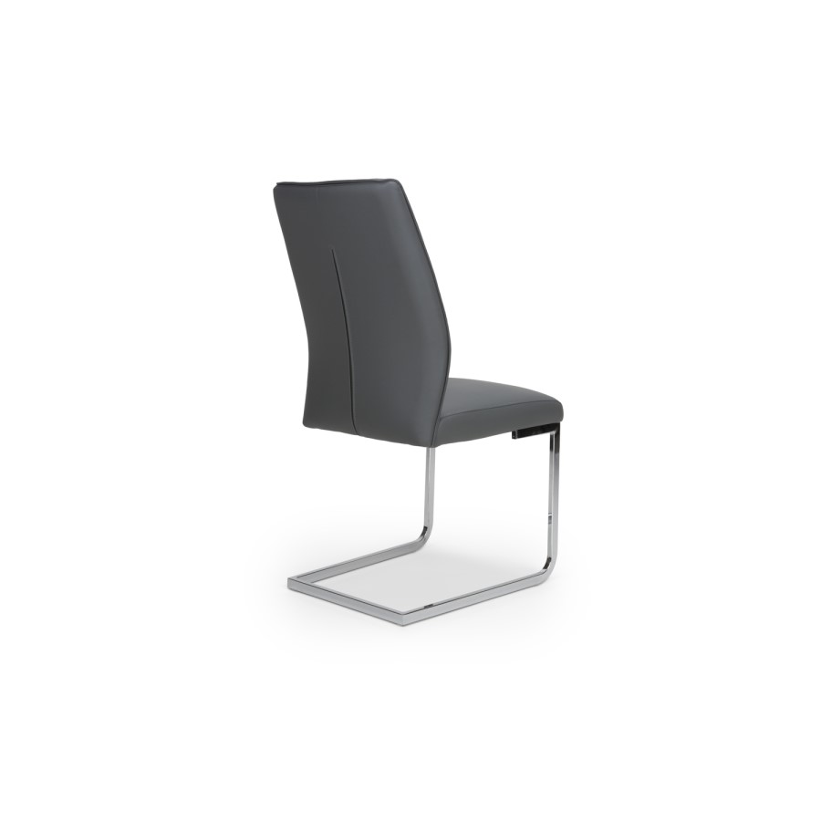 Extendable Concrete Round Dining Table & 4 Grey Faux Leather Chairs