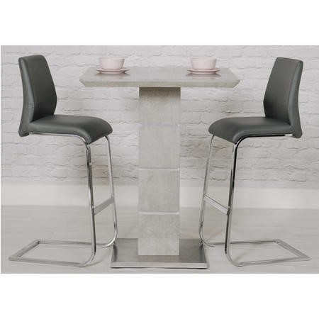 Grey Bar Table 2 Stools In Faux, Grey Leather Effect Bar Stools