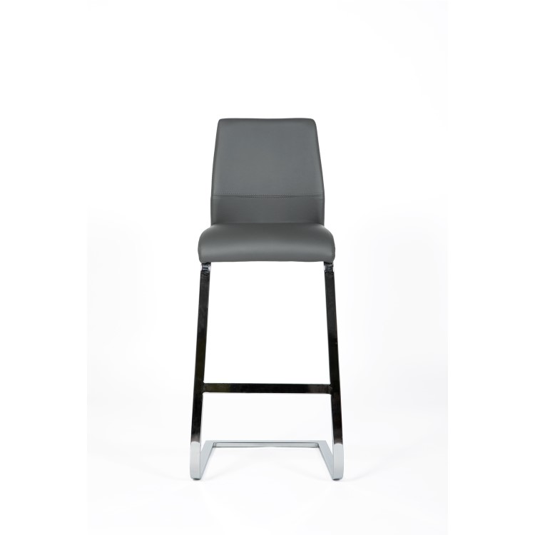 Grey Bar Table with 2 Grey Faux Leather Bar Stools 