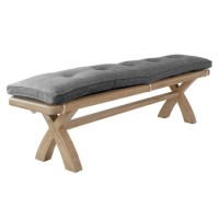 Smoked Oak Dining Bench with Grey Cushion