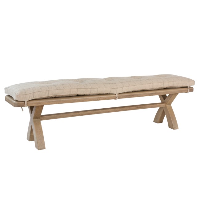 Smoked Oak Dining Bench with Cream Cushion