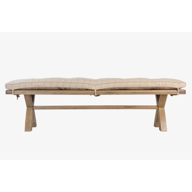 Smoked Oak Dining Bench with Cream Cushion