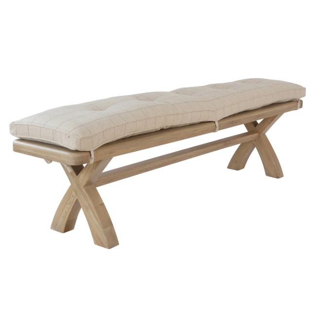 Smoked Oak Dining Bench with Cream Cushion