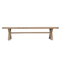 Large Smoked Oak Dining Bench with Cross Leg