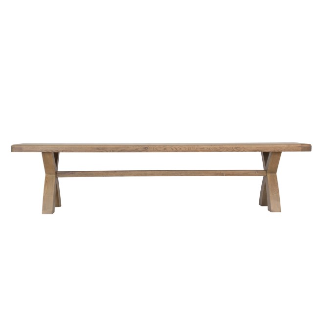 Large Smoked Oak Dining Bench with Cross Leg