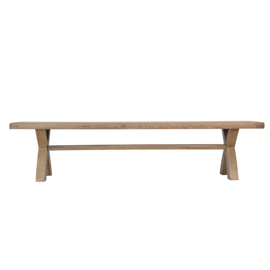 Large Smoked Oak Hallway Bench with Cross Leg - Pegasus