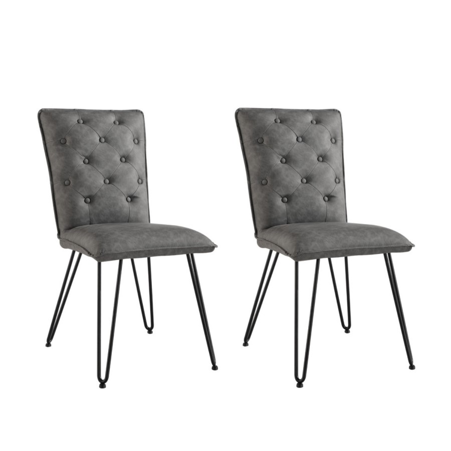 Chevron Dining Table & 4 Grey Dining Chairs with Hairpin Legs