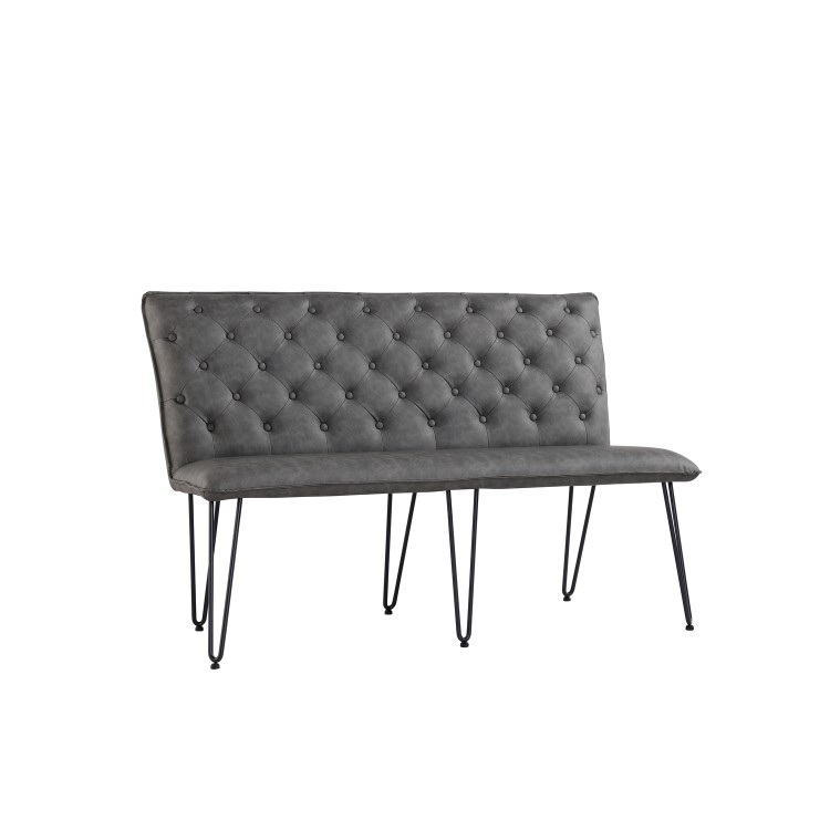 Grey Corner Dining Bench Set - Studded Back