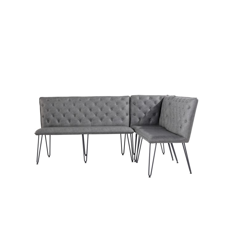 Grey Corner Dining Bench Set - Studded Back