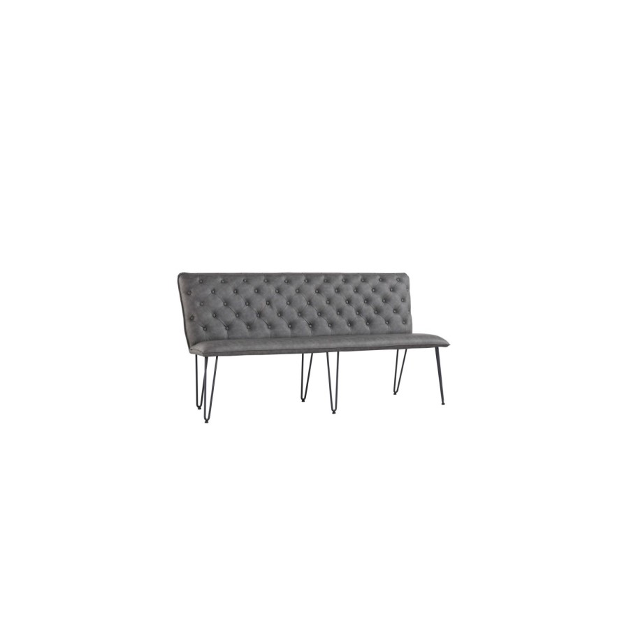 Large Grey Corner Dining Bench Set with Studded Back
