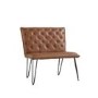 Large Tan Leather Corner Dining Bench with Back - Wickerman