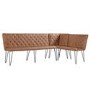 Large Tan Leather Corner Dining Bench with Back - Wickerman