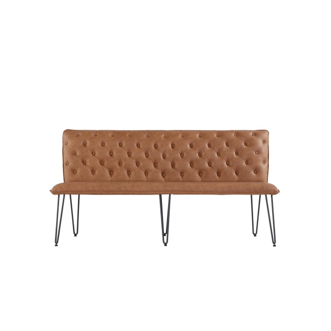 Large Tan Dining Bench with Studded Back