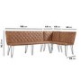 Large Tan Leather Corner Dining Bench with Back - Wickerman