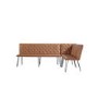 Large Tan Leather Corner Dining Bench with Back - Wickerman