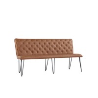 Large Tan Dining Bench with Studded Back